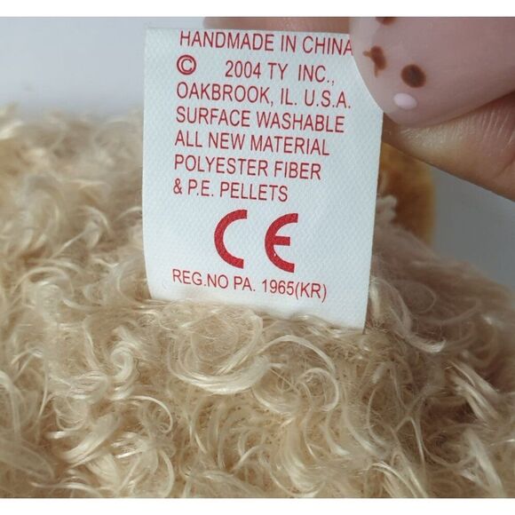 Ty Beanie Baby "Curls" Teddy Bear 7" Plush Tags 2004 Retired Ribbon Stuffed Toy - Picture 8 of 9